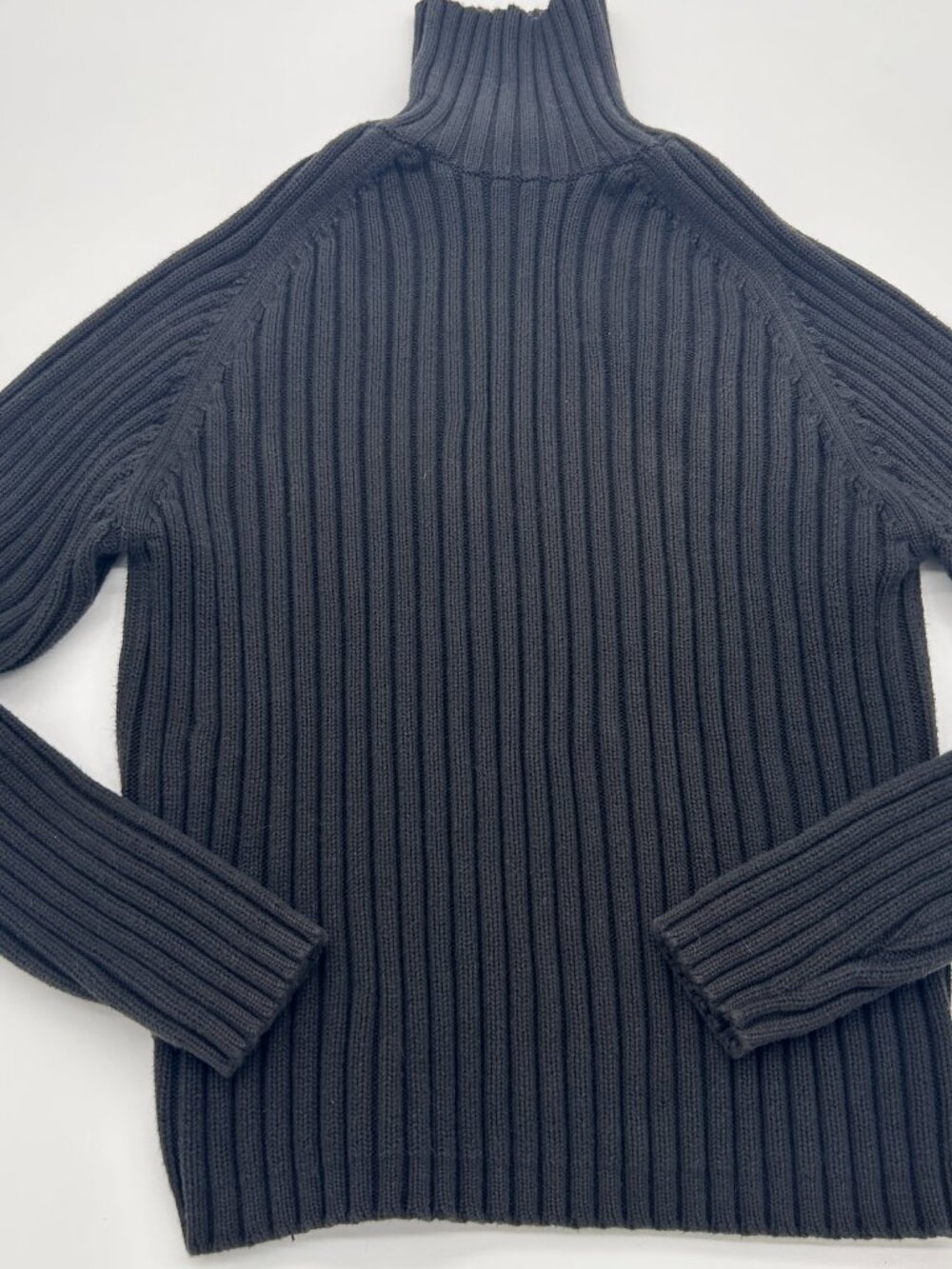 Vintage Banana Republic Black 100% Cotton Chunky Ribbed Turtleneck XL Hong Kong